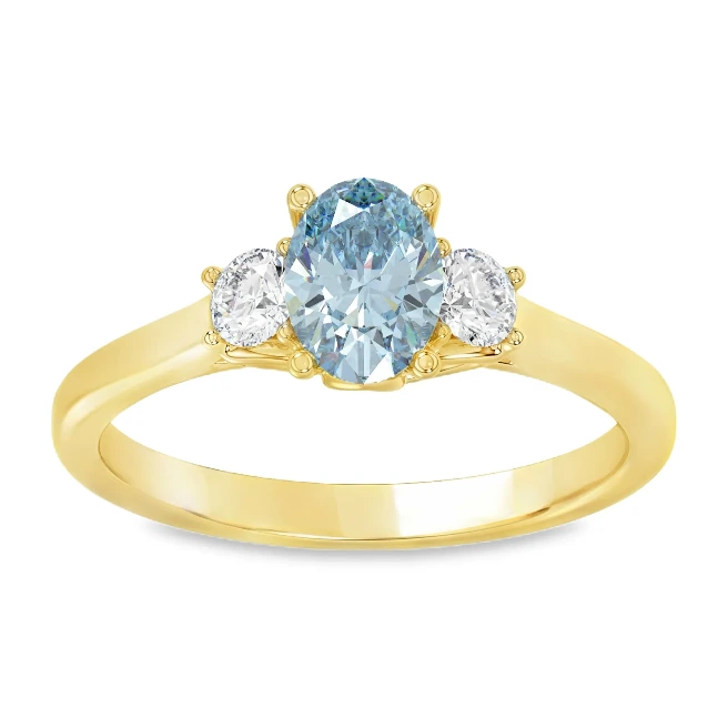 14 karaat gouden ring met blauwe diamant