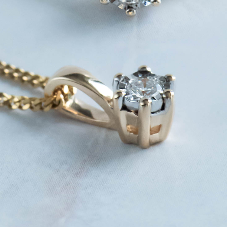 Geelgouden Illusie Hanger met Diamant 0,05 karaat