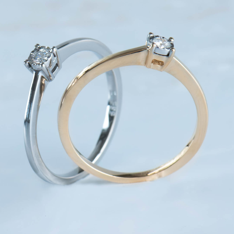 Geelgouden Illusie Solitair met Diamant 0,05 karaat