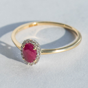 Geelgouden ring met Robijn 0.50ct en Diamant 0.07ct SI/H
