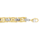 Bicolor gouden armband Koningsschakel plat 10,5mm breed