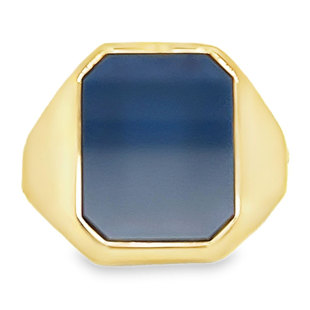 Geelgouden zegelring met Blauwe lagensteen