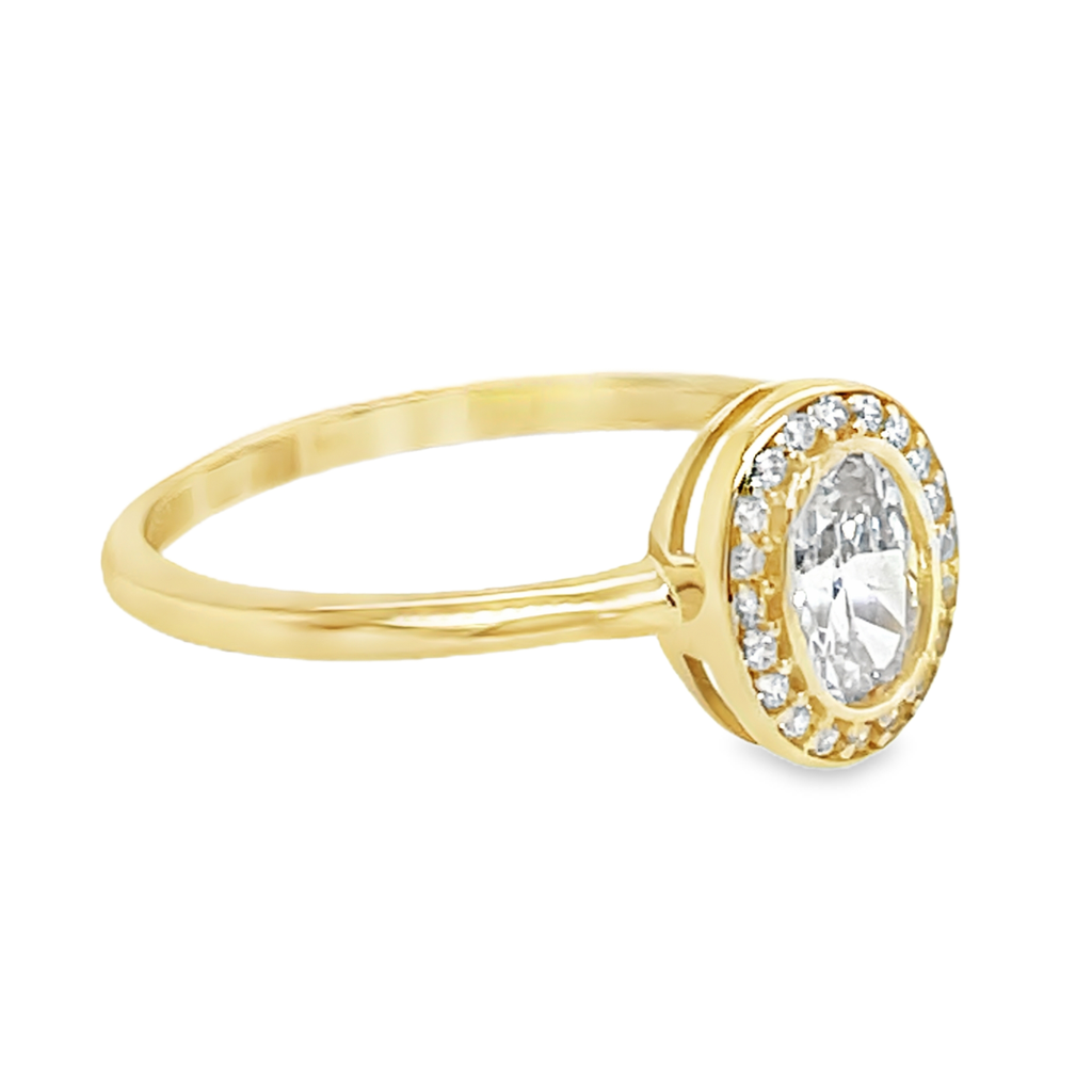 Geelgouden ring met Ovale zirkonia