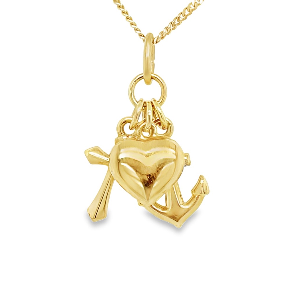 Geelgouden hanger Geloof, Hoop & Liefde Medium (maat)