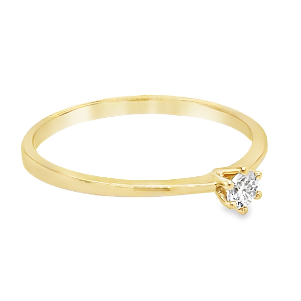 Geelgouden Solitairring met Diamant 0,10 karaat