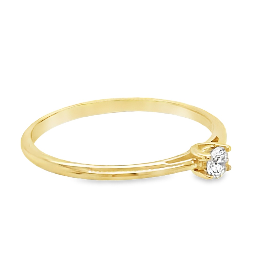 Geelgouden solitairring met Diamant 0,11 karaat