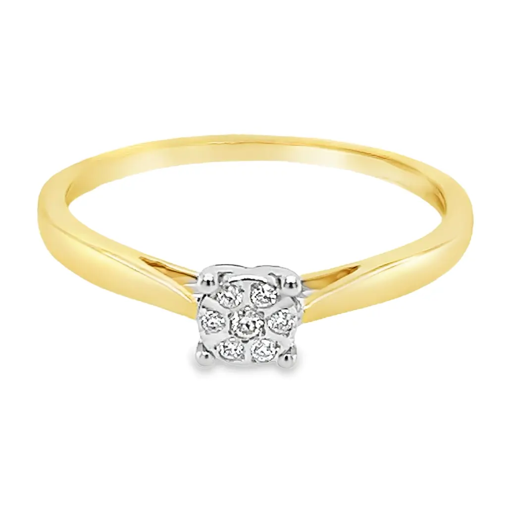 [GRE2167-52] Yellow gold ring with diamond 0.06 carat SI/H (16,5 / 52)