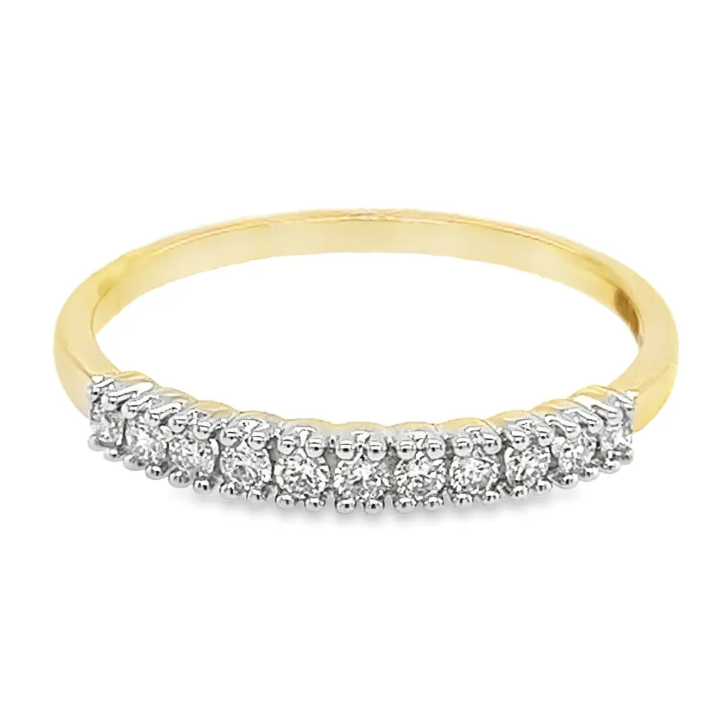 [GRE2170-52] Yellow gold row ring with diamond 0.21 carat SI/H (16,5 / 52)