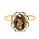 Geelgouden ring met Smoky Quartz en Diamant