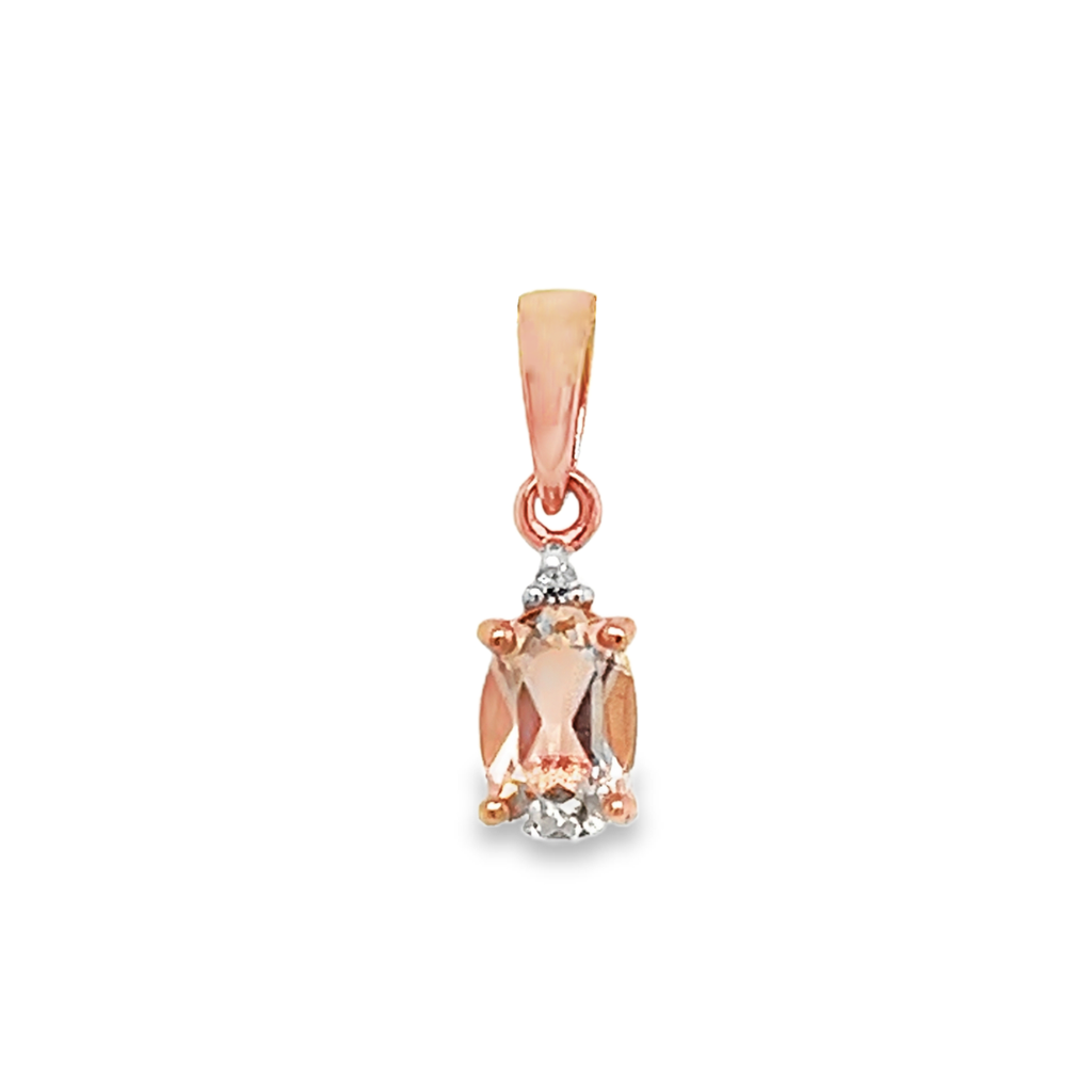 Rosé gouden hanger met Morganite en Diamant