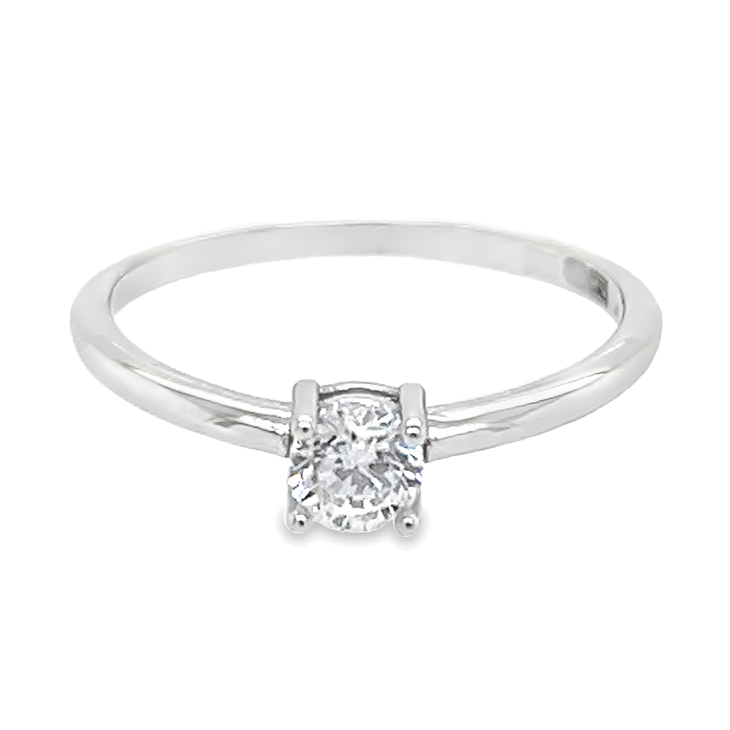 Witgouden ring met 4MM Zirkonia 4-poot