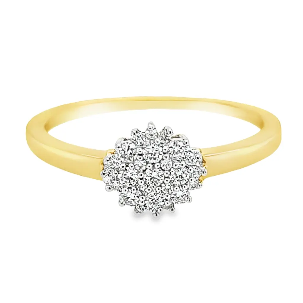 [GRE1397-52] Yellow gold entourage ring with diamond 0.25 carats (16,5 / 52)
