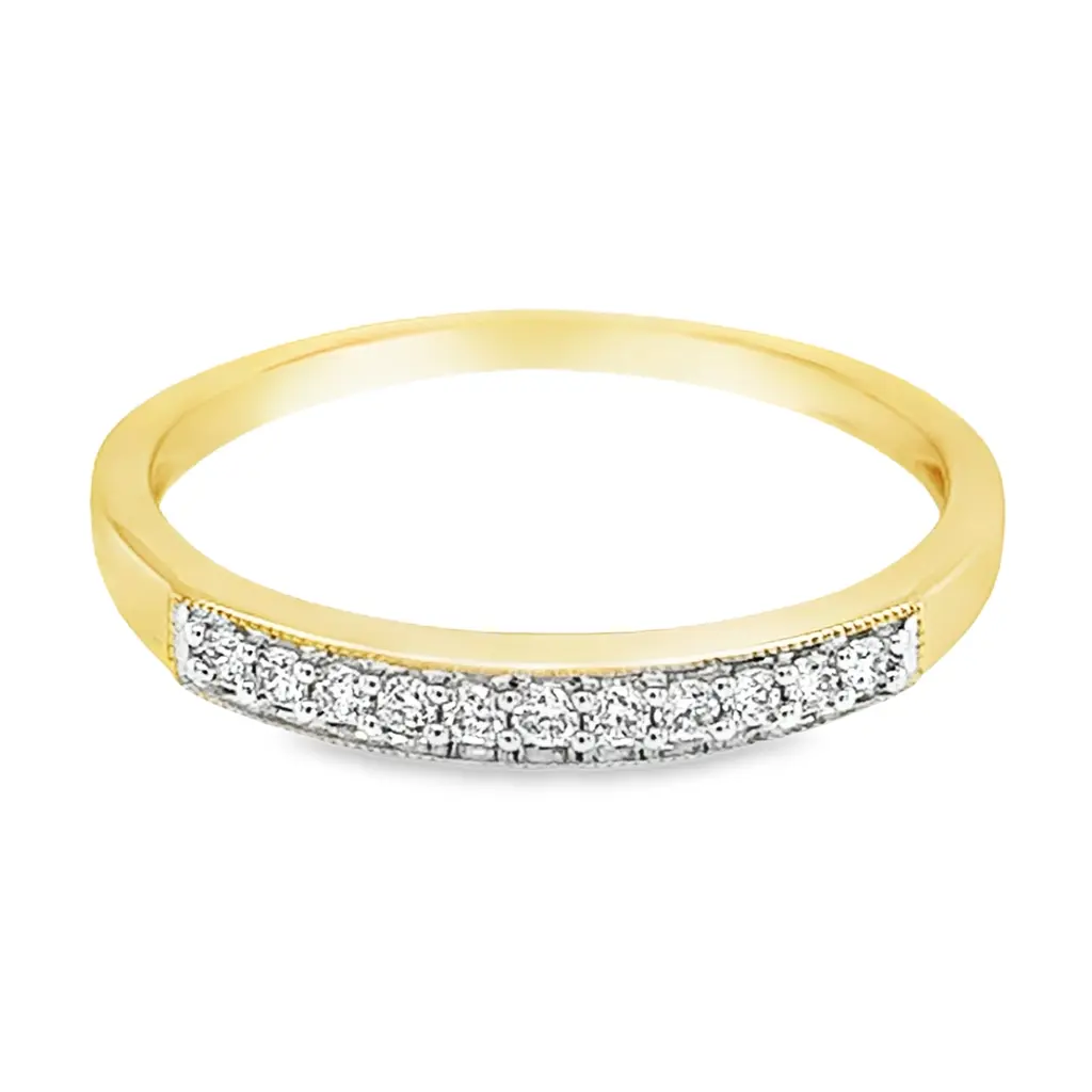[GRE1429-50] Yellow gold row ring with diamond 0.12 carats (16 / 50)