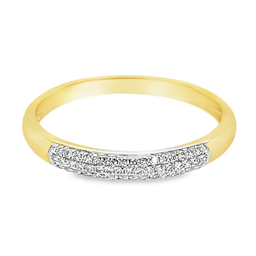 Geelgouden rij ring met Diamant 0,15 karaat