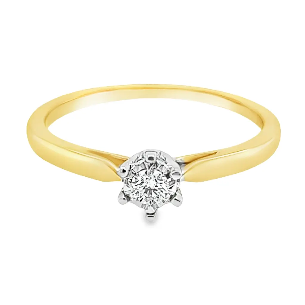 [GRE1462-50] Geelgouden Solitairring met 0,10ct Diamant (16 / 50)