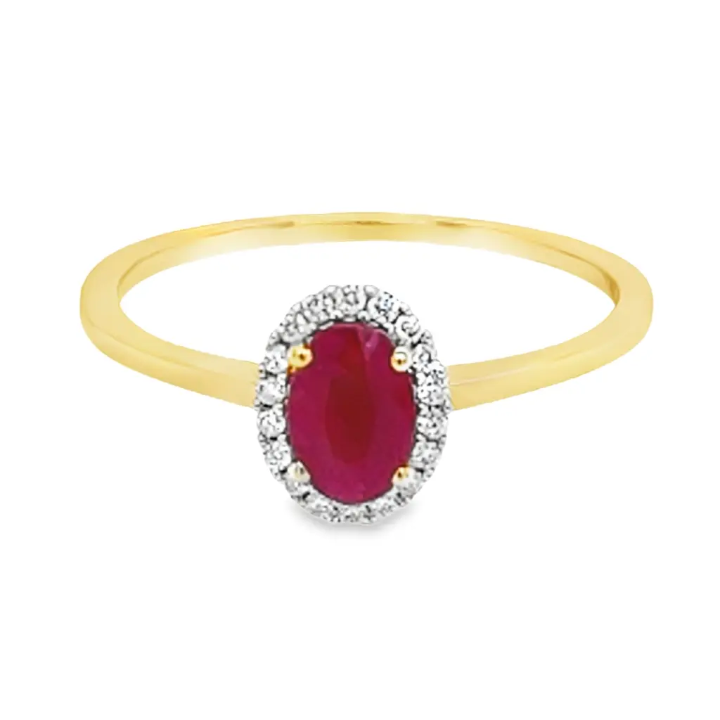 [GRE1501-52] Geelgouden ring met 0,50ct Robijn en 0,08ct Diamant (16,5 / 52)