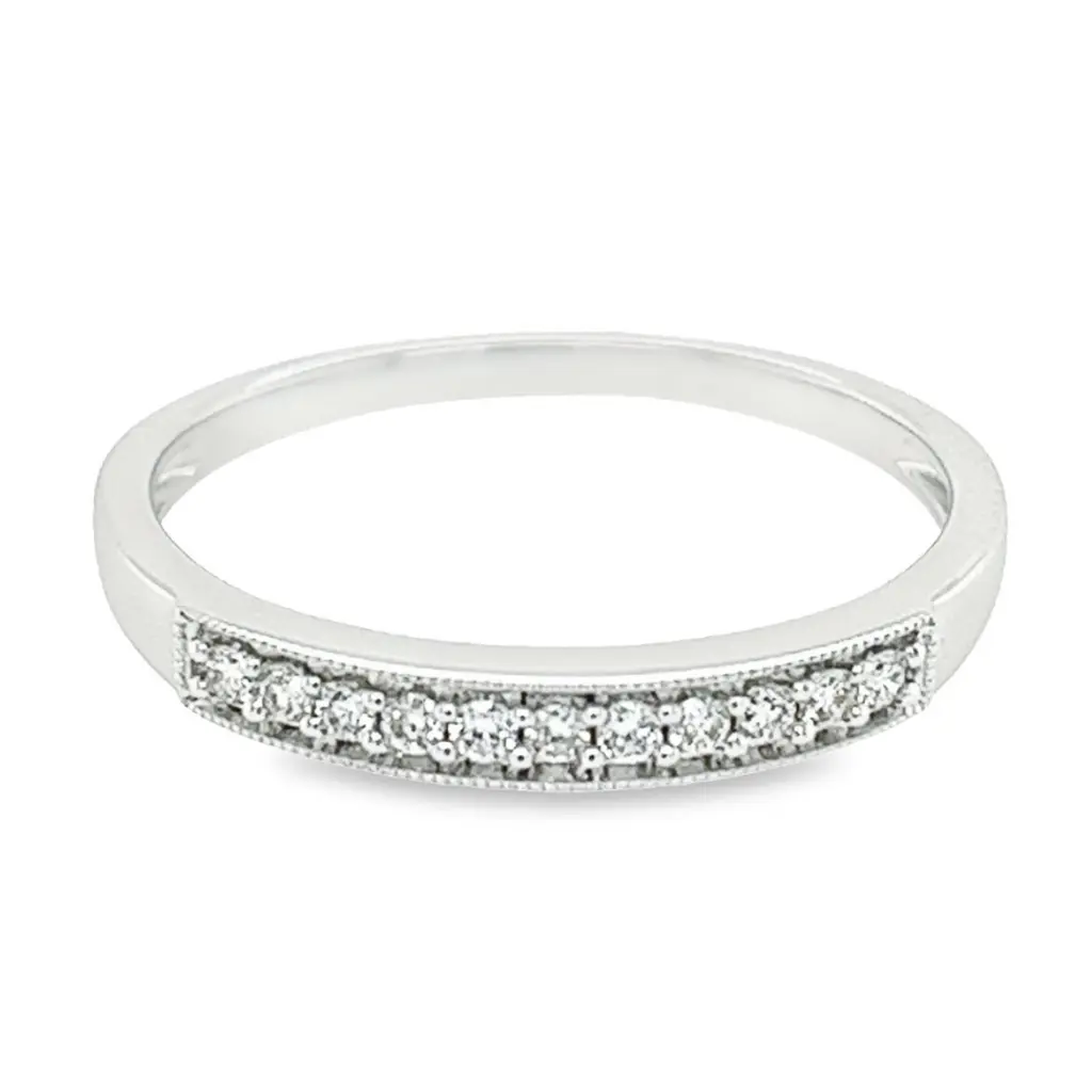 [WRE1429-52] Witgouden rij ring met 0,12ct Diamant (16,5 / 52)