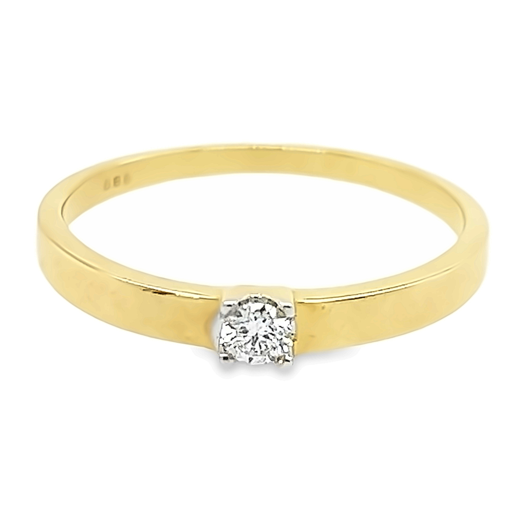 Geelgouden ring Solitair met Diamant 0,10 karaat