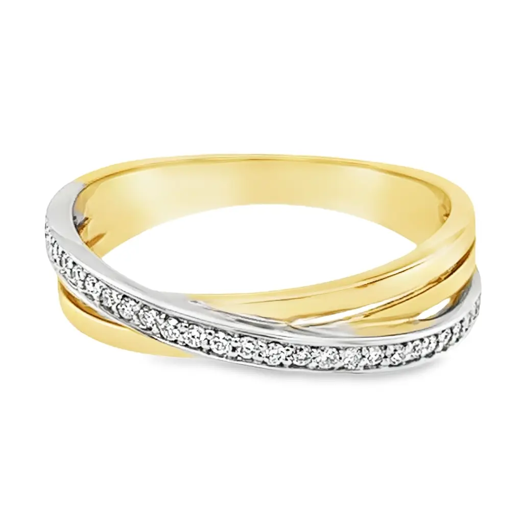 [GRE1537-52] Bicolor gouden ring met 0,12ct Diamant (16,5 / 52)