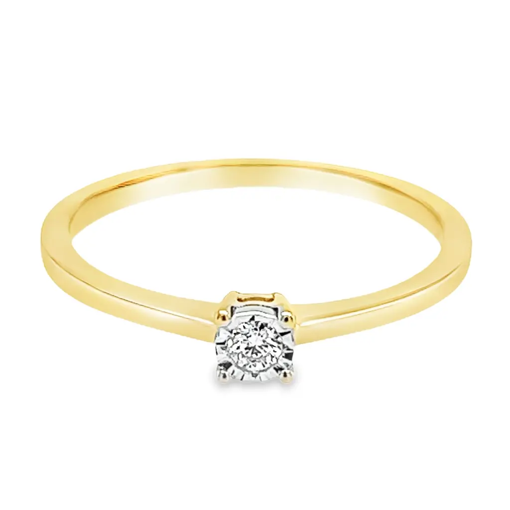 [GRE1545-52] Geelgouden Illusie Solitair met 0,05ct Diamant (16,5 / 52)