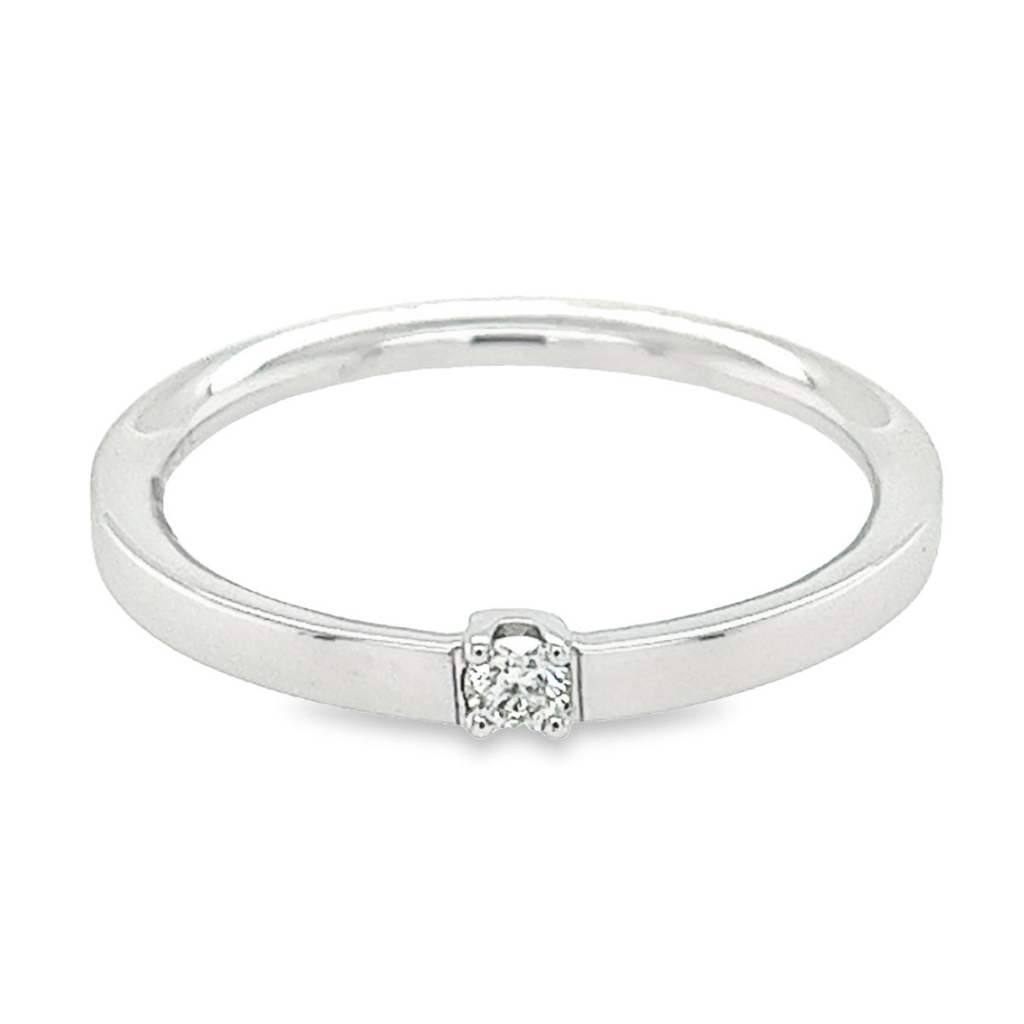 Witgouden ring met Diamant 0,05 karaat