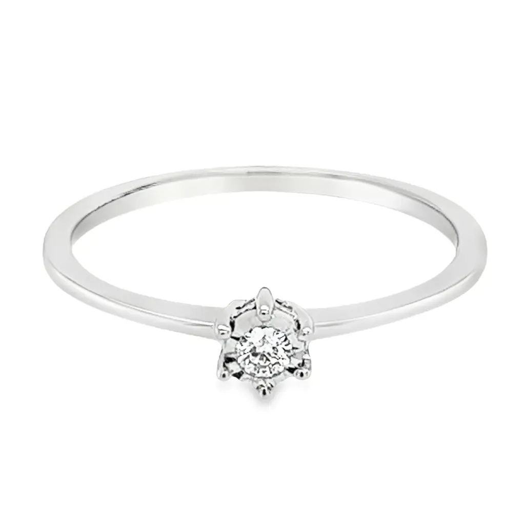 [WRE1542-52] White Gold Illusion Solitaire with Diamond 0.05 carats (16,5 / 52)