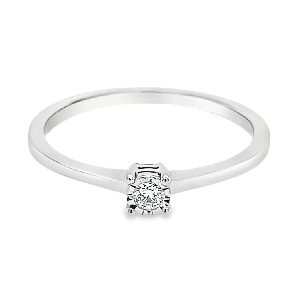 [WRE1545-52] White Gold Illusion Solitaire with Diamond 0.05 carats (16,5 / 52)