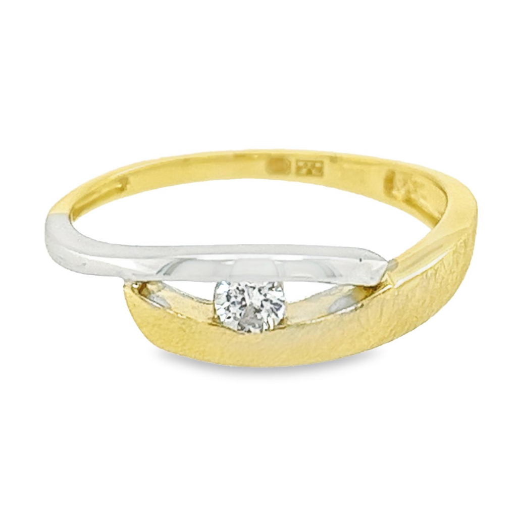 Bicolor gouden ring Fantasie met Zirkonia steen