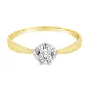 Bicolor gouden Solitairring met Diamant 0,10 karaat