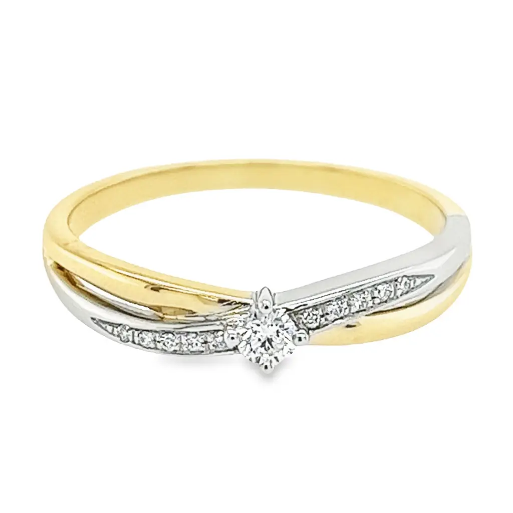 [GRE1540-50] Bicolor gold ring with diamond 0.10 carats (16 / 50)