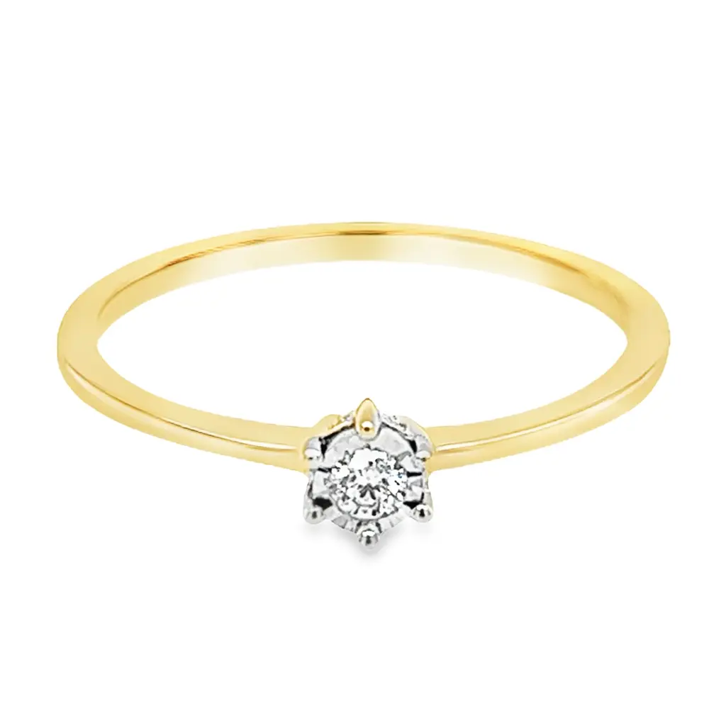 Geelgouden Illusie Solitair met 0,05ct Diamant