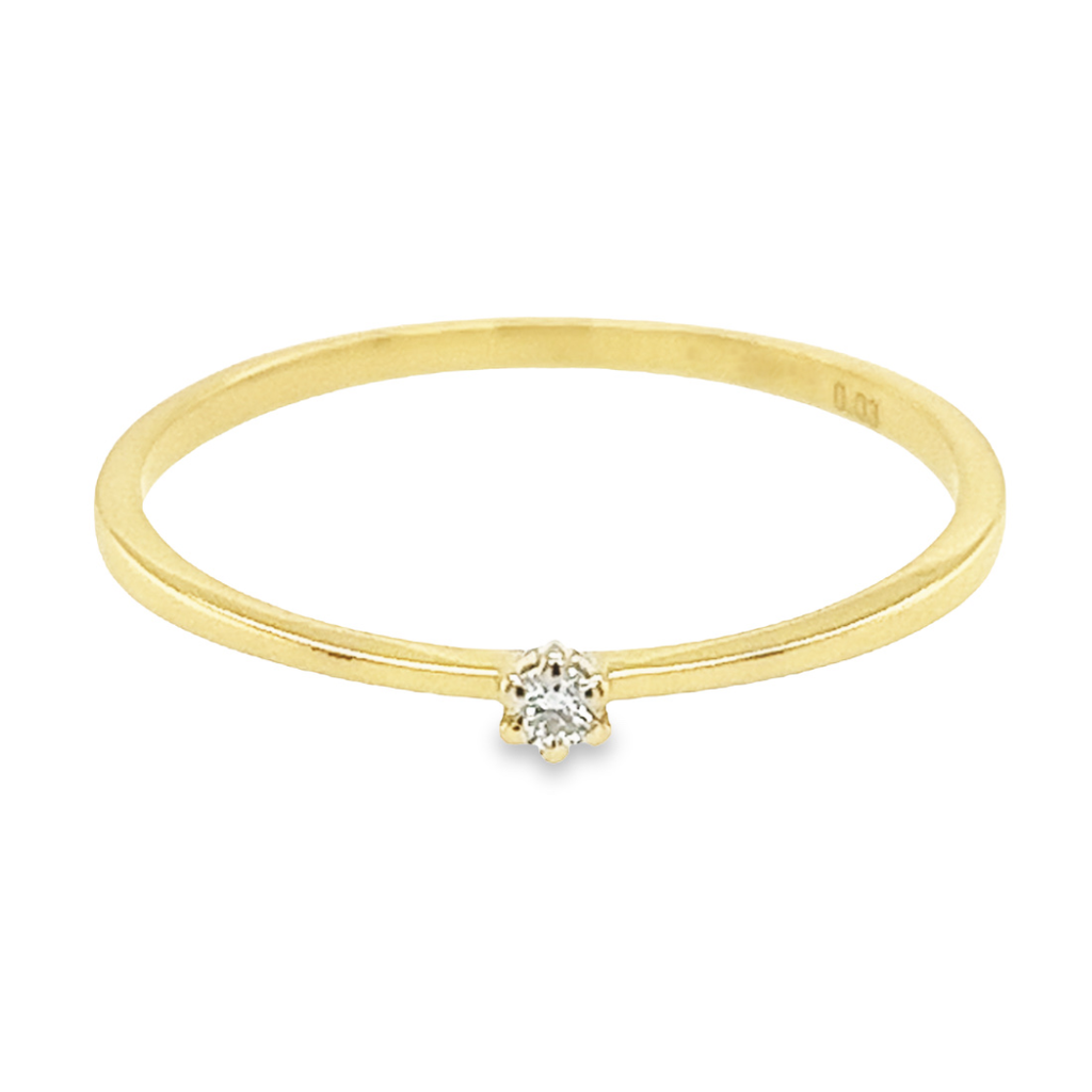 Geelgouden Solitairring met 0,03ct Diamant