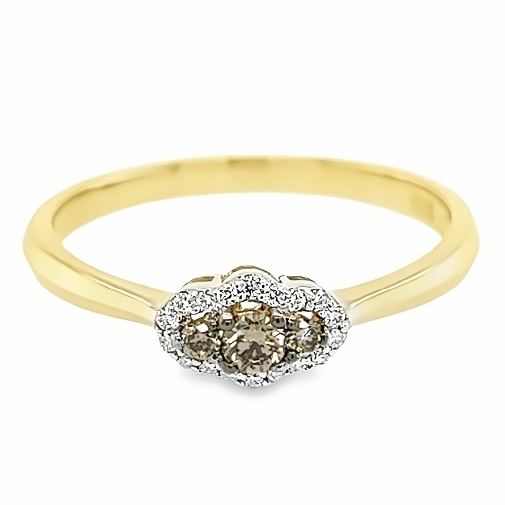[GRE1538-50] Yellow gold ring with Diamond 0.12ct Champagner and 0.065 TW/SI (16 / 50)