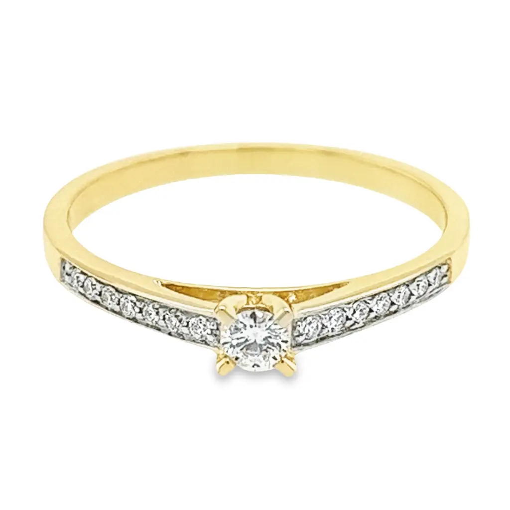 [GRE1541-52] Geelgouden ring met 0,17ct Diamant (16,5 / 52)