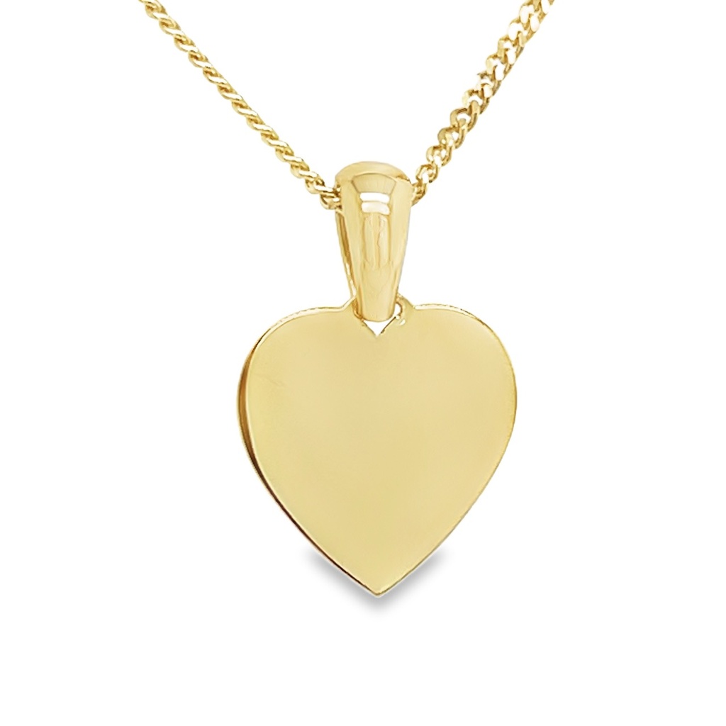 Geelgouden graveerhanger Hart 10mm breed