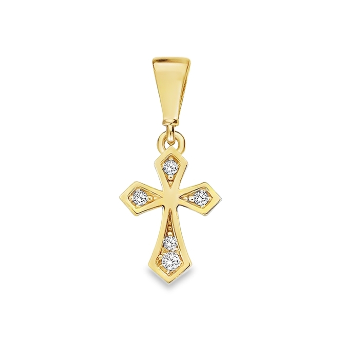 Geelgouden hanger Kruis met zirkonia