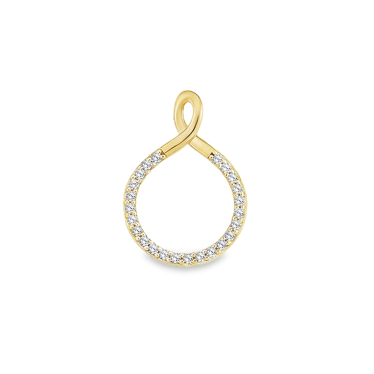 Geelgouden hanger Rond doorlopend met Zirkonia