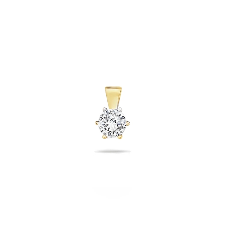 Geelgouden hanger met 5,0mm Zirkonia 6-poot