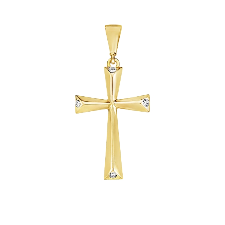 Geelgouden hanger Kruis met zirkonia