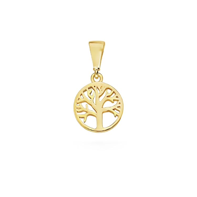 Geelgouden hanger Levensboom 8,5mm rond