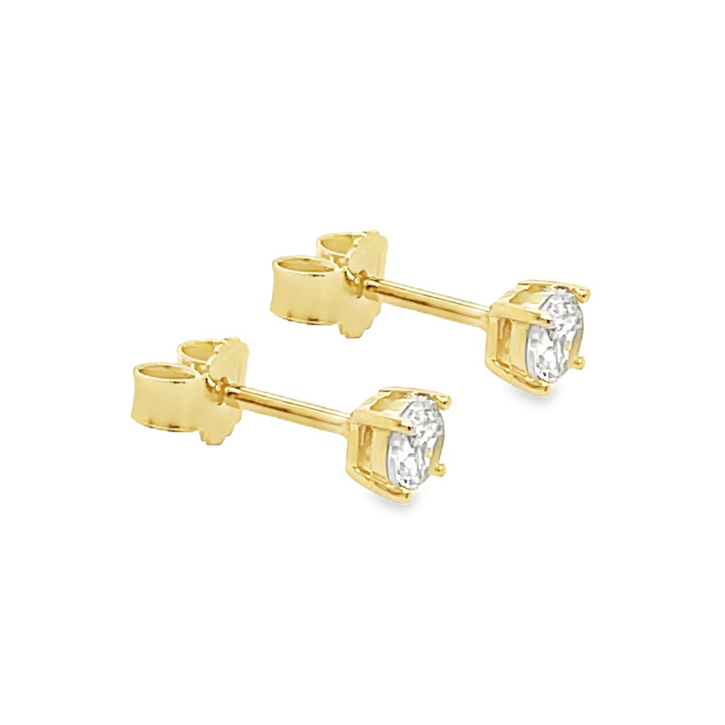 Geelgouden oorstekers met 3,5mm Zirkonia 4-poot