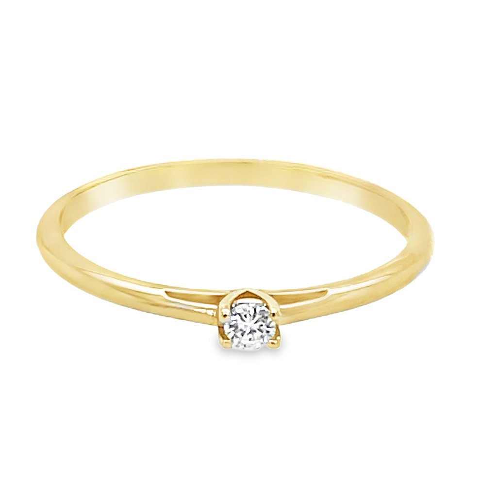 Geelgouden solitairring met 0,05ct Diamant