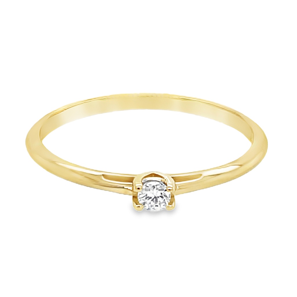 Geelgouden solitairring met 0,07ct Diamant