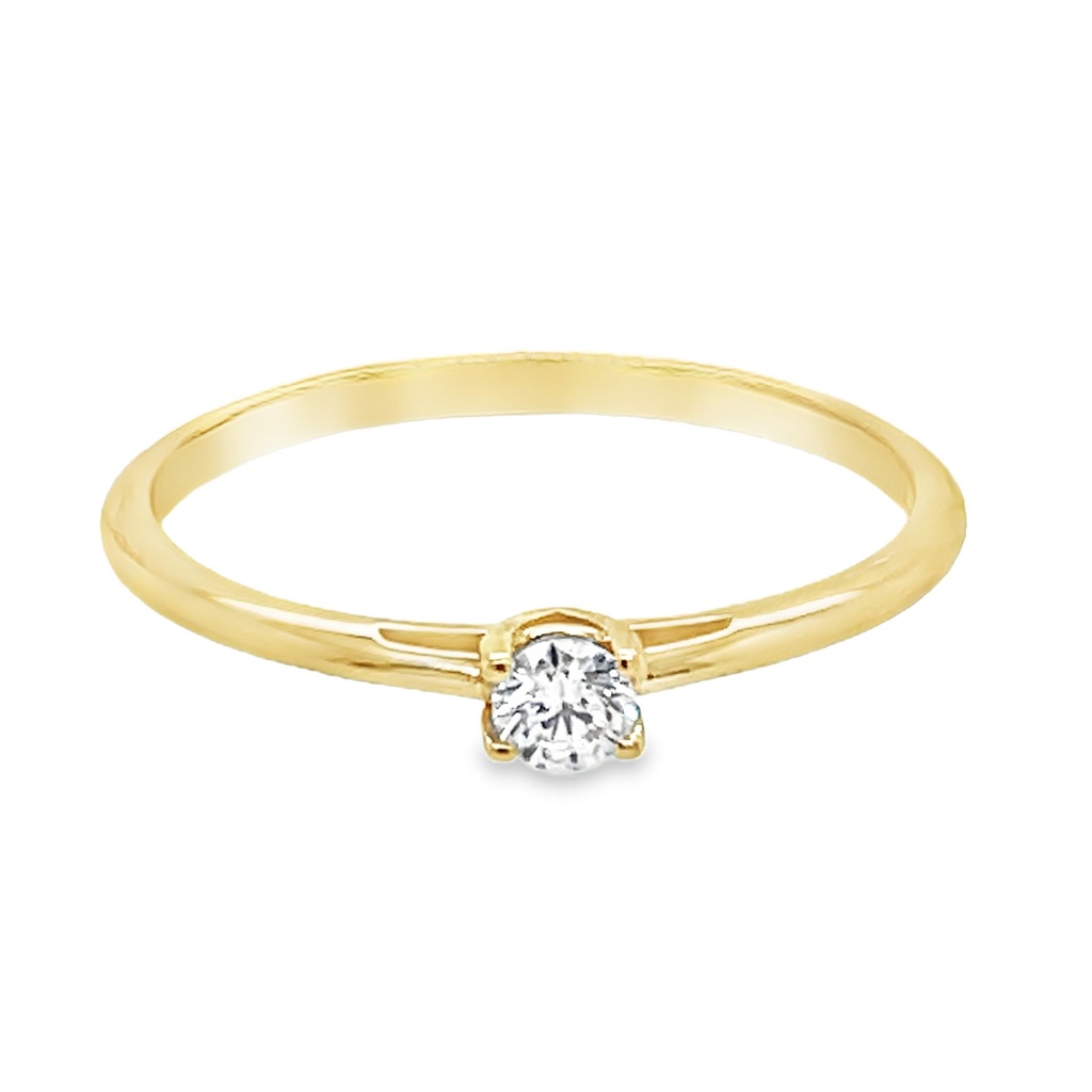 [GRE2349-52] Geelgouden solitairring met 0,11ct Diamant (16,5 / 52)