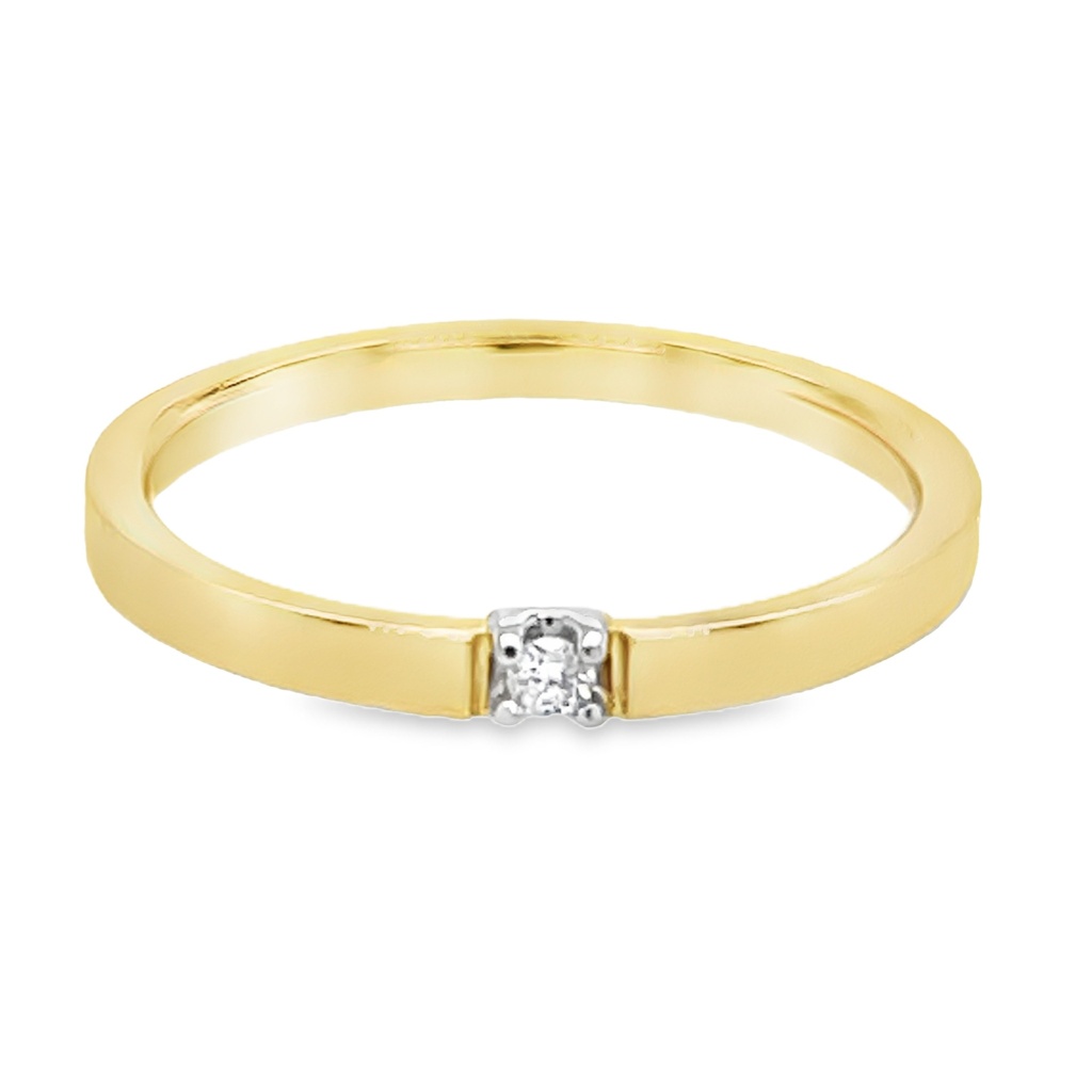 [GRE2353-52] Bicolor gouden ring met 0,04ct diamant (16,5 / 52)