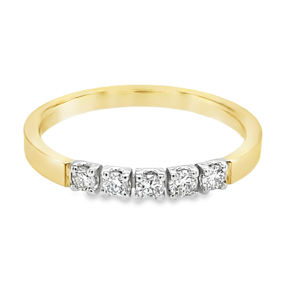 [GRE2355-52] Bicolor gold ring with 0.21 carat diamond (16,5 / 52)