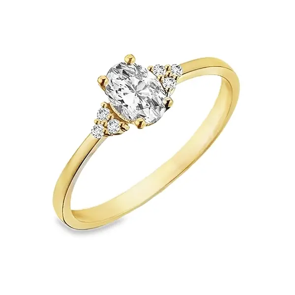 Geelgouden ring met Zirkonia stenen Ovaal