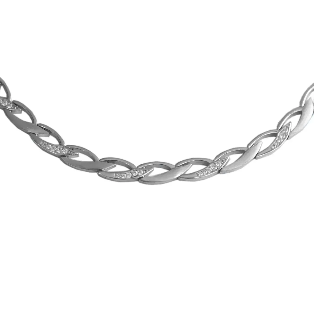 Zilveren collier mat/ glans met Zirkonia