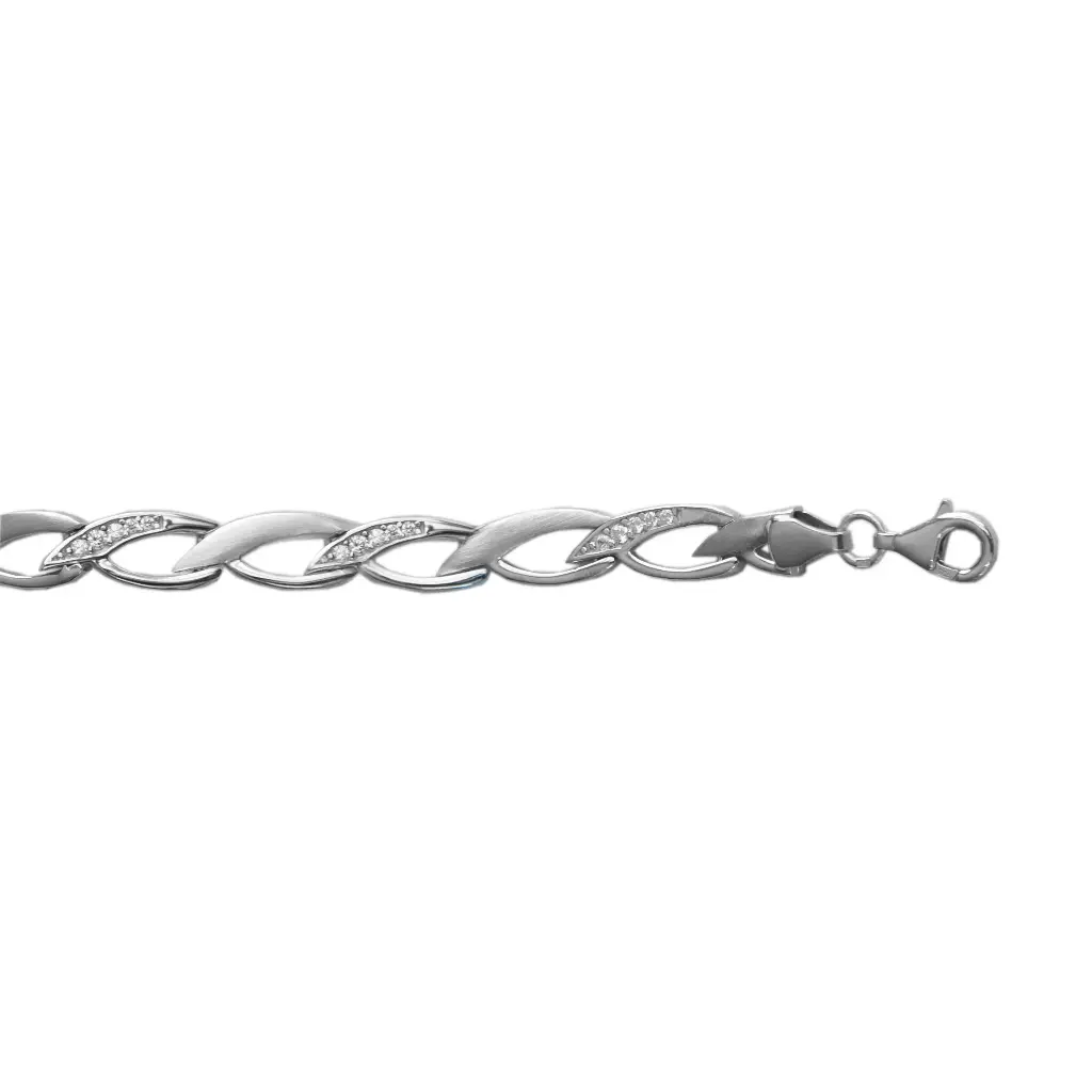 Zilveren armband mat/ glans met Zirkonia