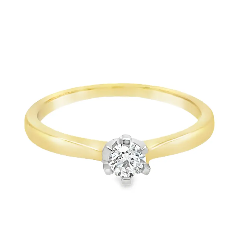 [GRL2386-52] Geelgouden solitairring met 0,20ct Labgrown diamant (16,5 / 52)